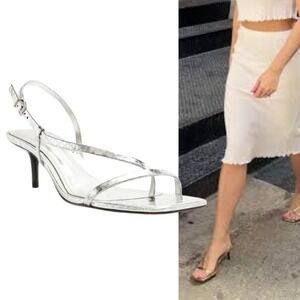 SCHUTZ Metallic Silver Strappy Heels